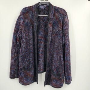 Bonnie Lee Leroy Vtg Knit Open Front Cardigan Womens Size 46 XXL Multicolor